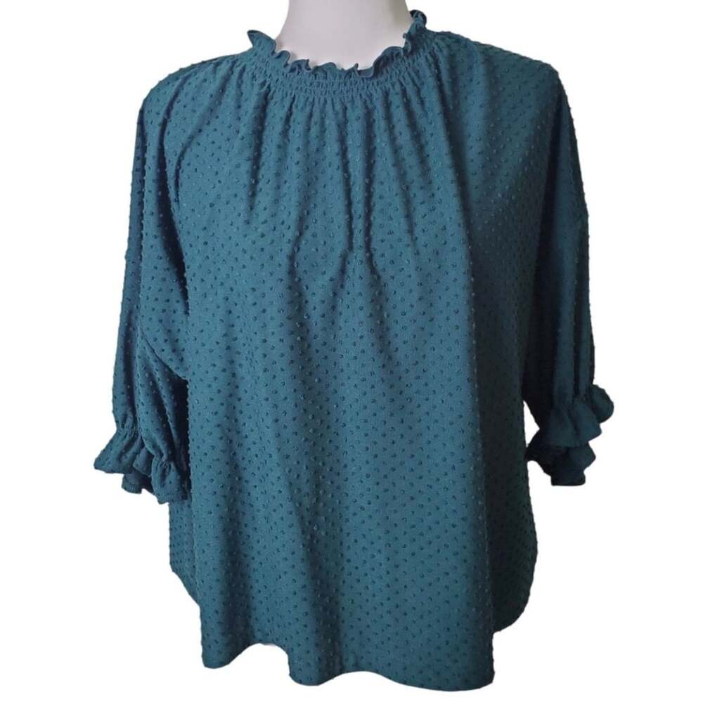Madewell Texture & Thread Clip Dot Smocked Neck Top XXS